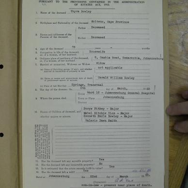 BOWLEY Thyra - died 6 March 1965