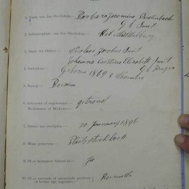 BREITENBACH Barbara Jacomina born SMIT - died 30 January 1896