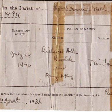 TAINTON Chloris Ilva Hope Lockington  - Baptism 27 Mar 1894