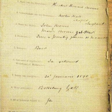 BROWNE Herbert Howard - died 31 Dec 1898