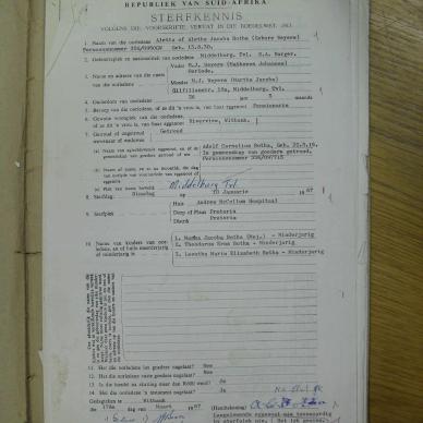 BOTHA Aletta Jacoba nee WEYERS - oorlede 10 Jan 1967