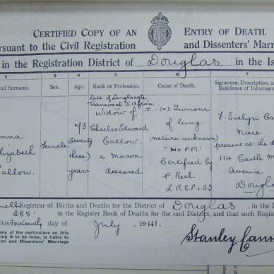 CALLOW Anna Elizabeth born QUILLIAM - DIED 14 July 1941