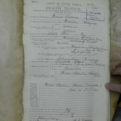 CORREIA Manuel - died 15 Oct 1918