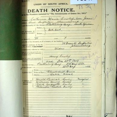 COWLEY Catherine Maria born JONES - died 28 May 1932