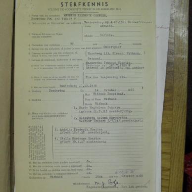 COERTZE Andries Frederik - died 14 Oct 1965