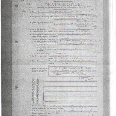 COUPERTHWAITE John Gray Wilson - died 10 June 1947