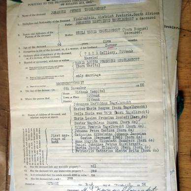 ENGELBRECHT Johannes Petrus - died 6 Nov 1955
