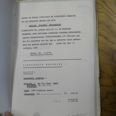 ENGELBRECHT Adriaan Johannes - died 21 Jan 1976