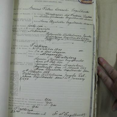 ENGELBRECHT Barend Petrus Cornelis - died 31 Oct 1901