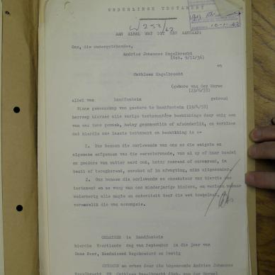 ENGELBRECHT Andries Johannes - died 15 Dec 1961