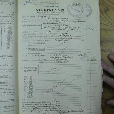 ENGELBRECHT Barend Johannes - died 23 Oct 1939