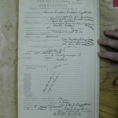 ENGELBRECHT Johannes Cornelius Rudolph - died 24 Oct 1918