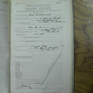 ENGELBRECHT Bertie - died 22 May 1923