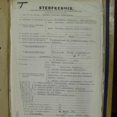 ENGELBRECHT Jacobus Johannes - died 20 Feb 1955