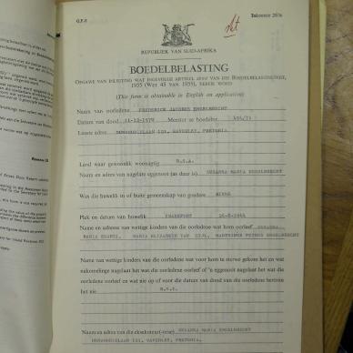 ENGELBRECHT Frederick Jacobus - died 11 Dec 1970