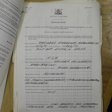 ENGELBRECHT Jacobus Johannes - died 15 Oct 1975