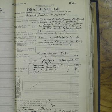 ENGELBRECHT Barend Jacobus - died 4 Nov 1932