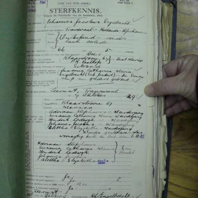 ENGELBRECHT Johannes Jacobus - died 7 Oct 1929