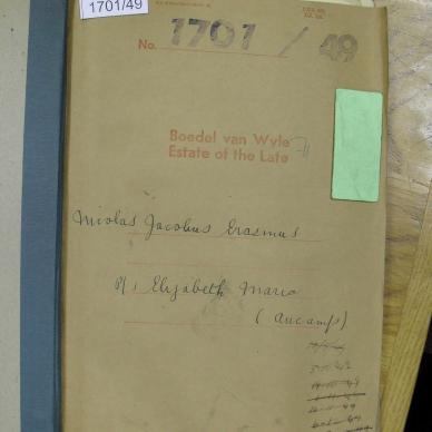 ERASMUS Nicolas Jacobus - oorlede 20 Mei 1949