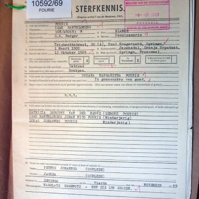 10592-69 FOURIE Izak Barthlomeus b