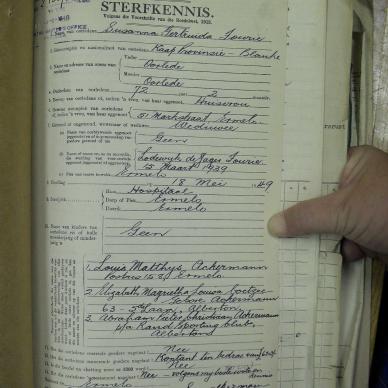 FOURIE Susanna Gertruida nee ACKERMANN - oorlede 18 Mei 1949