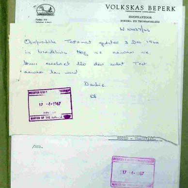 GREUNING Barend Jacobus VAN - oorlede 6 Des 1966