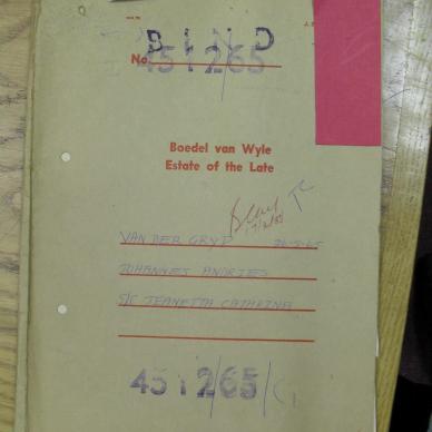 GRYP Johannes Andries VAN DER - died 26 May 1965