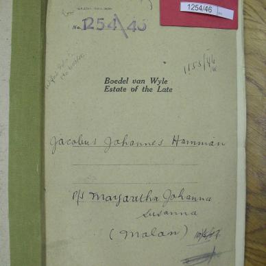 HAMMAN Jacobus Johannes - died 4 Mar 1946