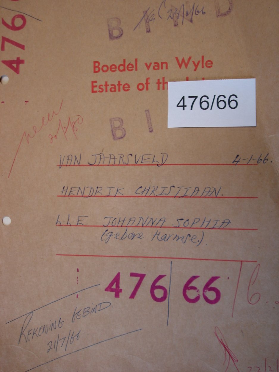 476-66 V JAARSVELD Hendrik Christiaan a