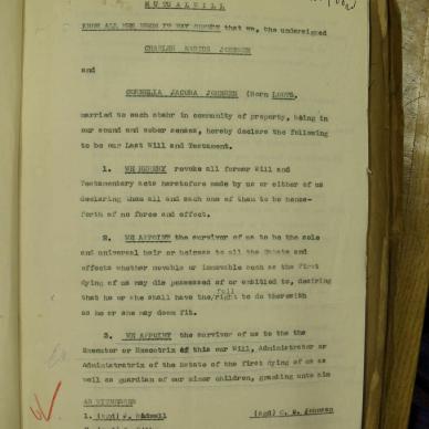 JOHNSON Charles Marius - died 27 Dec 1947