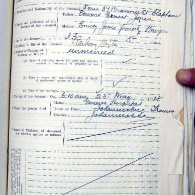 JONES Ernest Barlow - died 23 May 1914