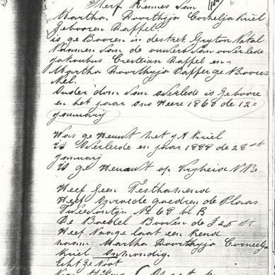 KRIEL Martha Dorothea Cornelia - died 28 Jan 1888