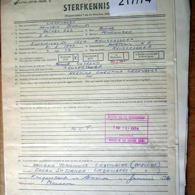 217-74 LIEBENBERG Hendrik Johannes b