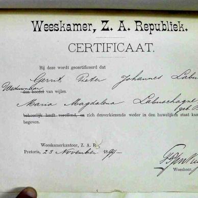 LABUSCHAGNE Maria Magdalena born BUITENDAG - Liquidation and Distribution 1905