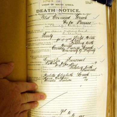 LEACH Petrus Coenraad - died 16 Jul 1929