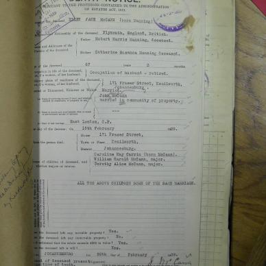 MCCANN Ellen Jane born MANNING - died 18 Feb1939