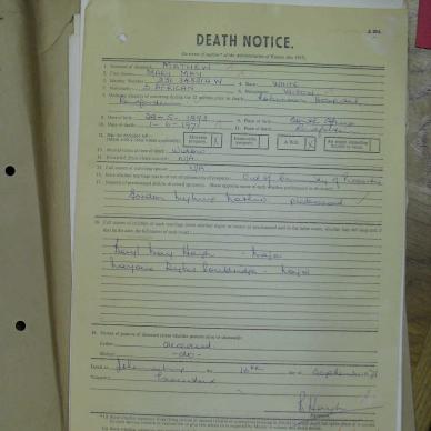 MATHEW Mary May nee BRANDT - died 1 Jun 1971