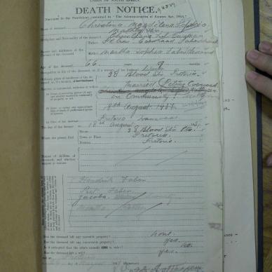 MATTHYSEN Christina Magdalena born FABER - died 18 Aug 1937