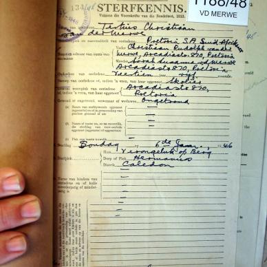 MERWE Tertius Christiaan, vd