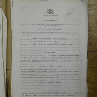 MERWE Hercules Phillippus VAN DER -  oorlede 18 Jul 1967