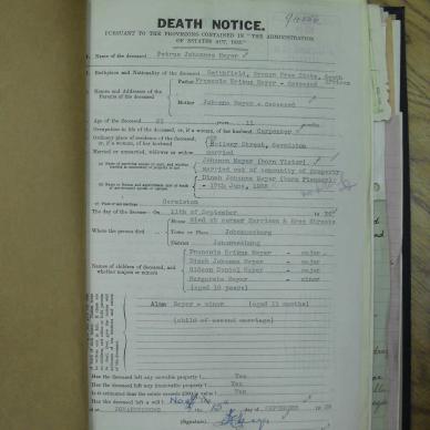 MEYER Petrus Johannes - died 11 Sep 1936