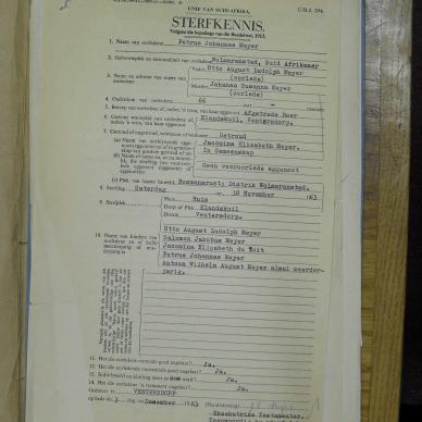 MEYER Petrus Johannes - died 30 Nov 1963