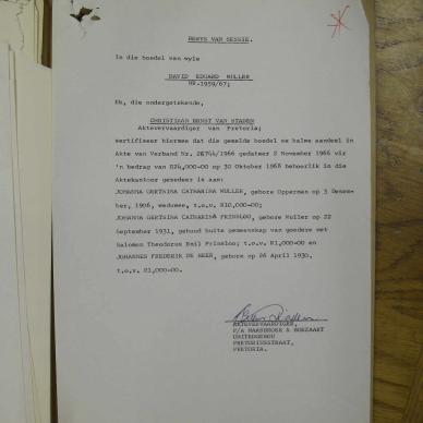 MULLER David Eduard - oorlede 23 Feb 1967