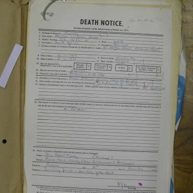 MURRAY Herman William James - died 8 Dec 1973