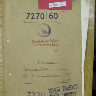NEUHOFF Johanna Aletta born CROUS - died 28 May 1960