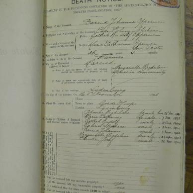 OPPERMAN Barend Johannes - died 3 Nov 1905