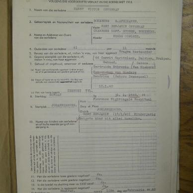 OPPERMAN Henry Victor - oorlede 31 Jan 1960