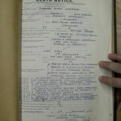 OPPERMAN Johannes Petrus - oorlede 7 Des 1952