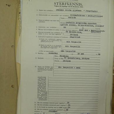 OPPERMAN Susanna Jacoba - oorlede 18 Mei 1960