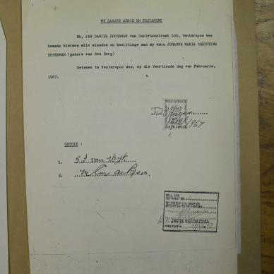 OPPERMAN Jan Daniel - oorlede 15 Feb 1967